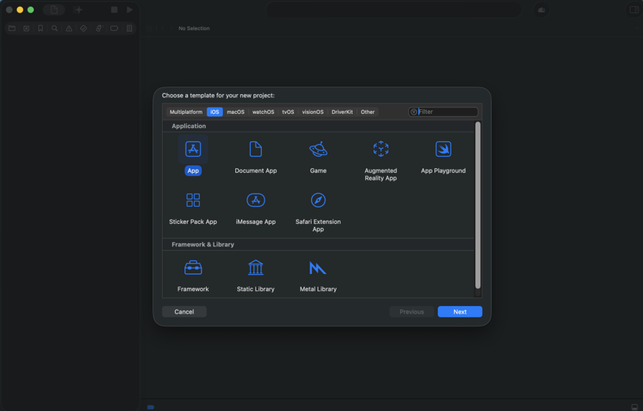 Creating New App in Xcode 26